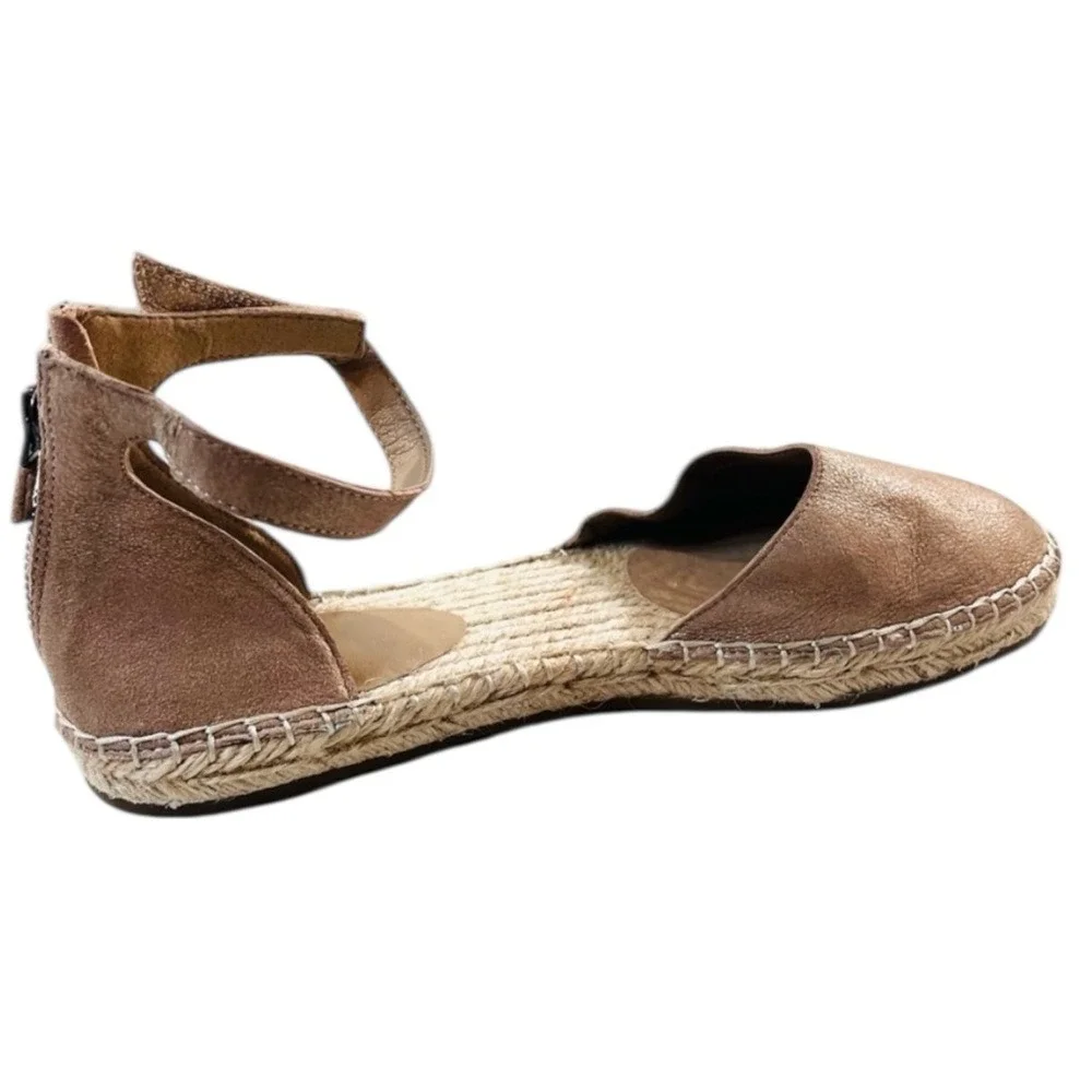 Eileen Fisher Lala Espadrille Flat Sandal, Leather, Metallic Tan,‎ Size 8.5
